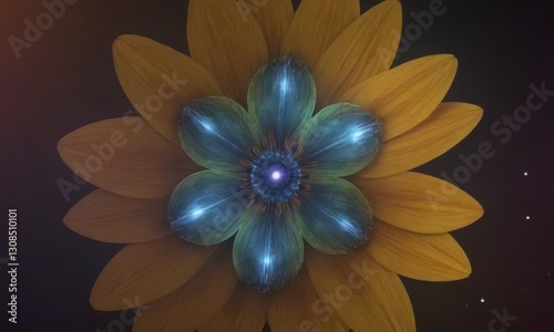 Romantic Lotus Flower with Water Drops on Black Background