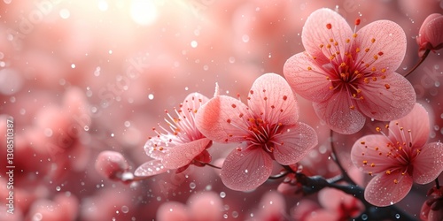 Blossoming Cherry Tree Branches in Springtime Glow