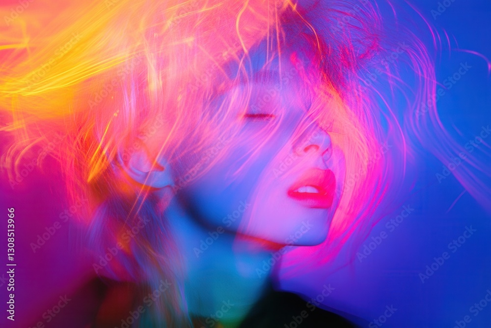 Fototapeta premium Bright neon colors explode in dynamic movement creating an abstract background full of surprise and energy Generative AI