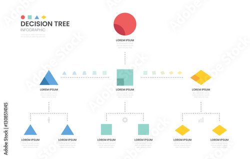 Flat Decision Tree Infographic Template for Workflow and Strategy