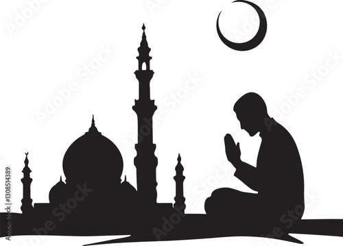 A scene of praise to God the Creator silhouette design.