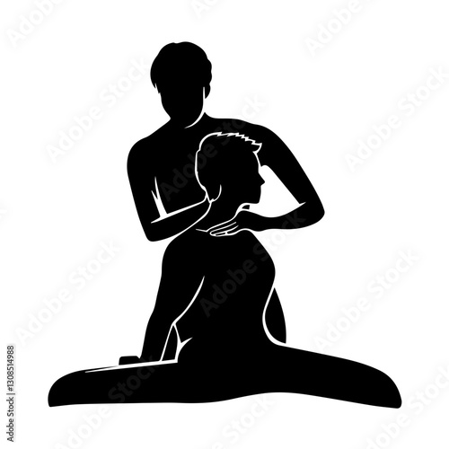 Perfect Spa Poses for Shoulder Massage: Silhouette Technique Standing Behind a Seat