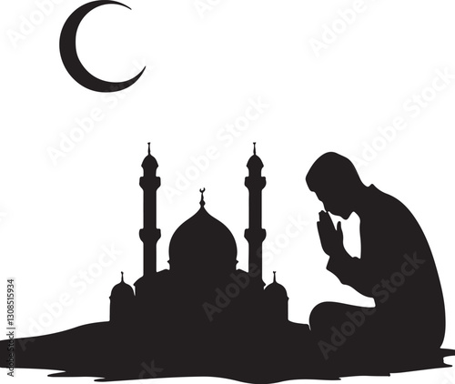 A scene of praise to God the Creator silhouette design.