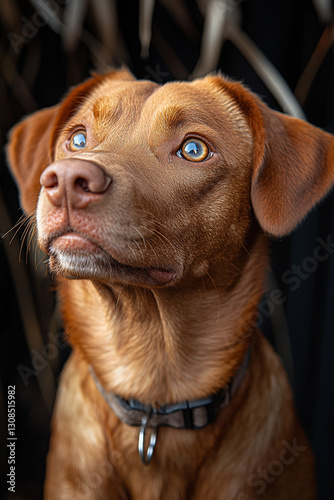 Wallpaper Mural Portrait of an attentive dog with captivating amber eyes gazing upward Torontodigital.ca