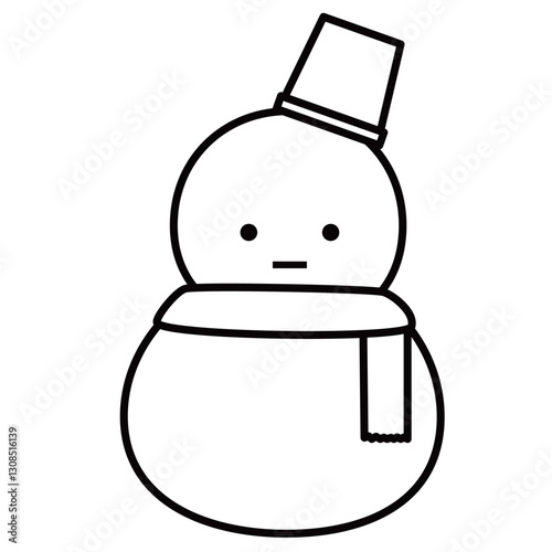 帽子とマフラーをつけた雪だるま