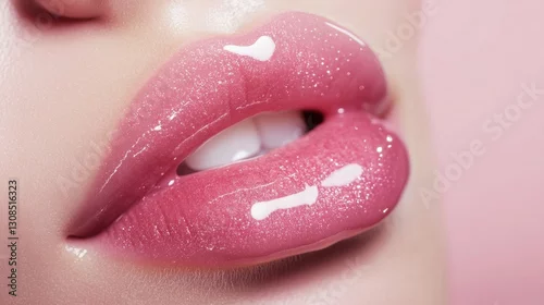 Fototapeta Beige nude tone lipstick make up isolated on a studio background,natural Liquid lipsticks,makeup cosmetic lips, product mockup for beauty fashion business,sale,swatch color,template.