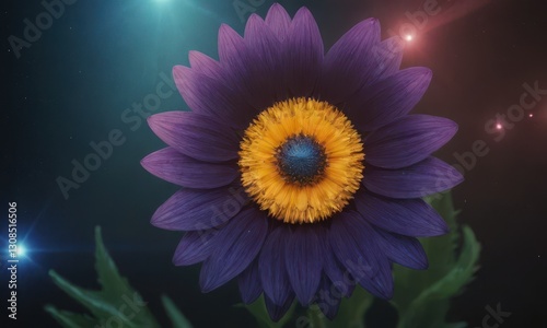 Romantic Lotus Flower with Water Drops on Black Background