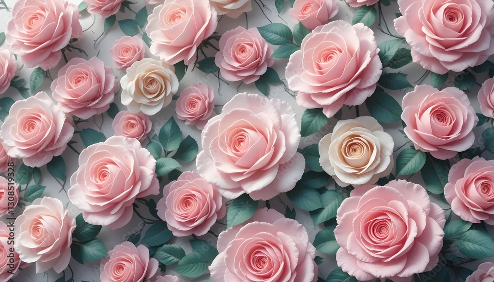 Fototapeta premium Elegant Rose Flower Arrangement with Pastel Pink and White Blooms