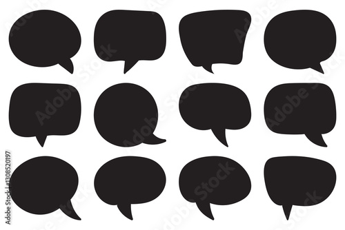 Set of speech bubbles. Speak bubble text, cartoon chatting box, message box. Blank empty vector white speech bubbles. Vector Eps 10