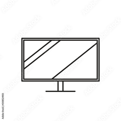 Lcd television or screen icon design with line art style on white background