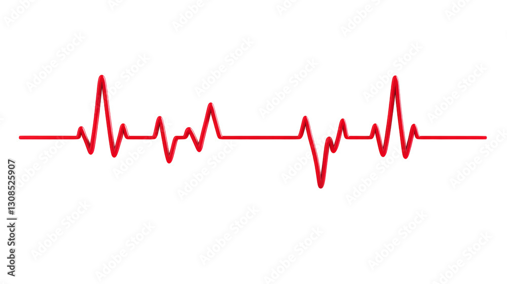 Red electrocardiogram line showing heart beating on transparent background Red electrocardiogram line showing heart beating on transparent background