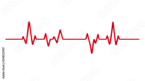 Red electrocardiogram line showing heart beating on transparent background