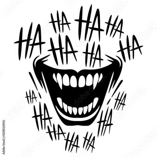 Joker Smile | Vampire Fang | Joker Fang | Joker Clown Laughing | Demonic Joker | Scary Smile | Killer Smile | Happy Smile | Original Illustration | Vector and Clipart | Cutfile and Stencil