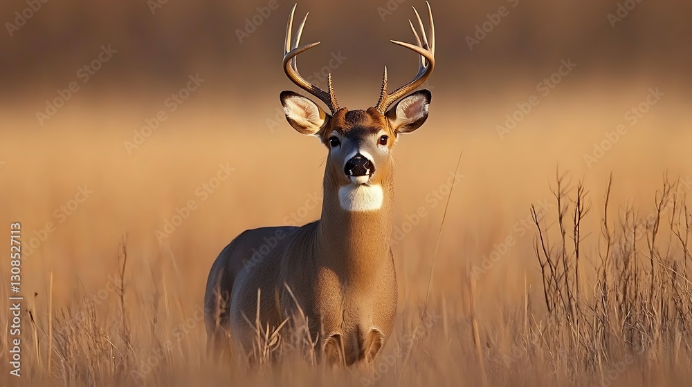 Majestic Whitetail Deer in Golden Meadow Majestic Whitetail Deer in Golden Meadow