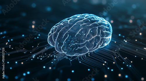 Digital Brain: A glowing di...