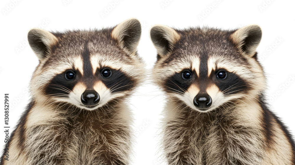 Two raccoons posing on transparent background Two raccoons posing on transparent background