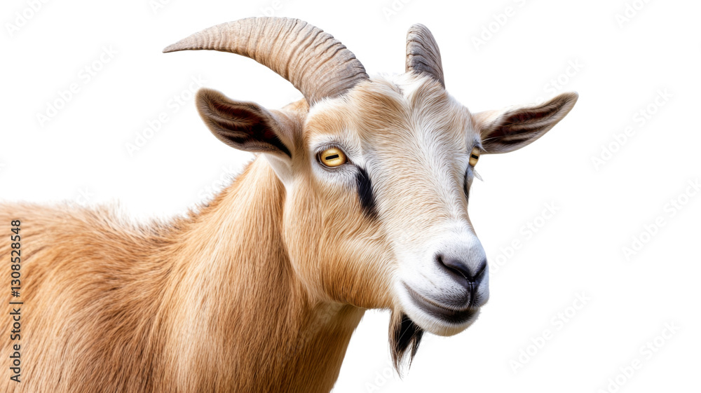 Portrait of a goat with horns showing on transparent background Portrait of a goat with horns showing on transparent background