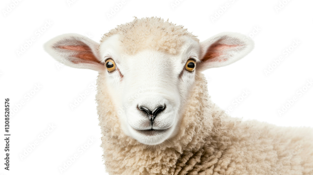 Fototapeta premium Close-up of sheep lamb posing on transparent background