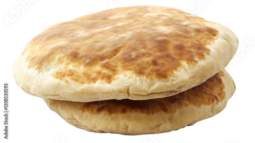 Two pitas stacked on a transparent background