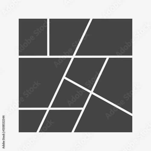 Collage rectangular frames. Storyboard layout panel. Speech border or geometric figures.