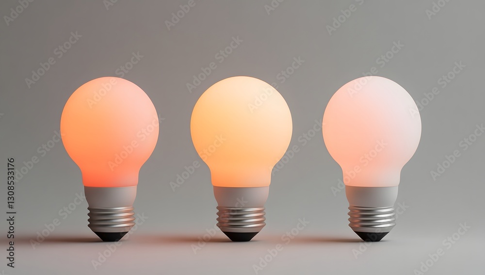 Three light bulbs, varying warmness, studio shot Three light bulbs, varying warmness, studio shot