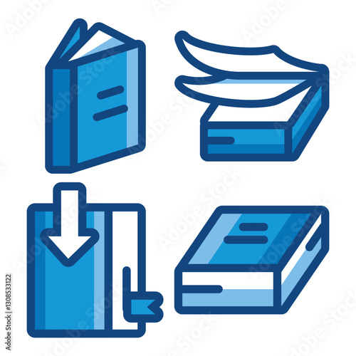 Fill Lined Icons Books Library Learning Education Knowledge Text