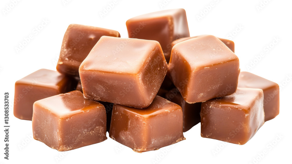 Caramel candies forming a small mountain on transparent background Caramel candies forming a small mountain on transparent background