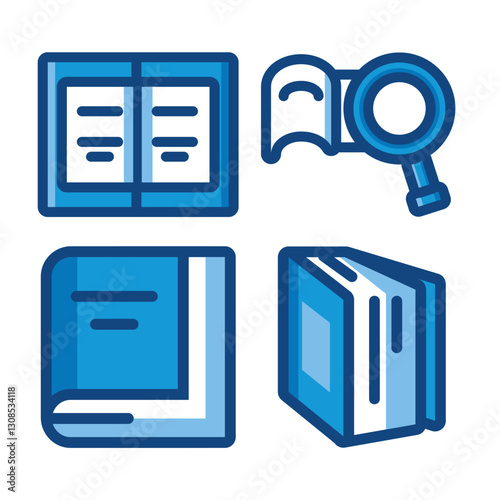 Fill Lined Icons Books Library Learning Education Knowledge Text