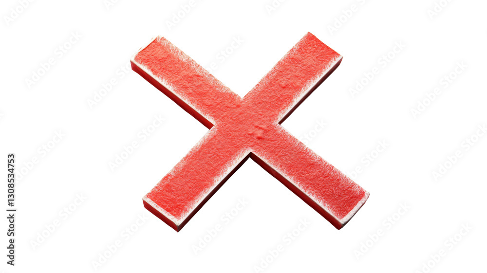 Obraz premium Red cross sign isolated on transparent background representing rejection
