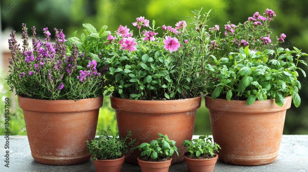A delightful bunch of flowers potted in a charming container to brighten up any room or garden area A delightful bunch of flowers potted in a charming container to brighten up any room or garden area