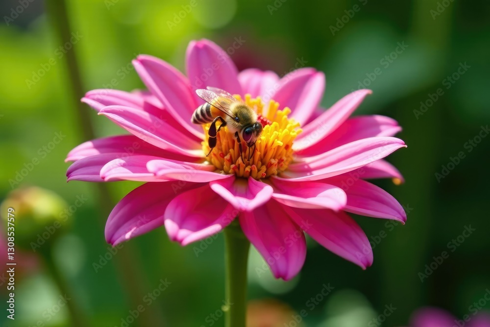 Buzzing bee collecting nectar from dahlia petals, bees, green, bloom Buzzing bee collecting nectar from dahlia petals, bees, green, bloom