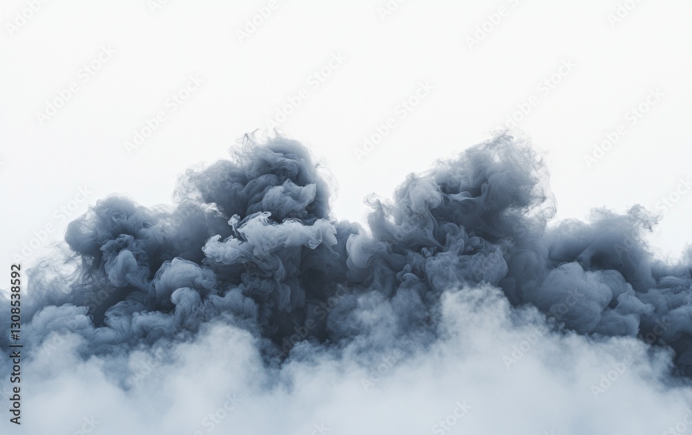 Dramatic clouds of smoke rise against a bright sky, creating a striking contrast in the atmosphere Dramatic clouds of smoke rise against a bright sky, creating a striking contrast in the atmosphere