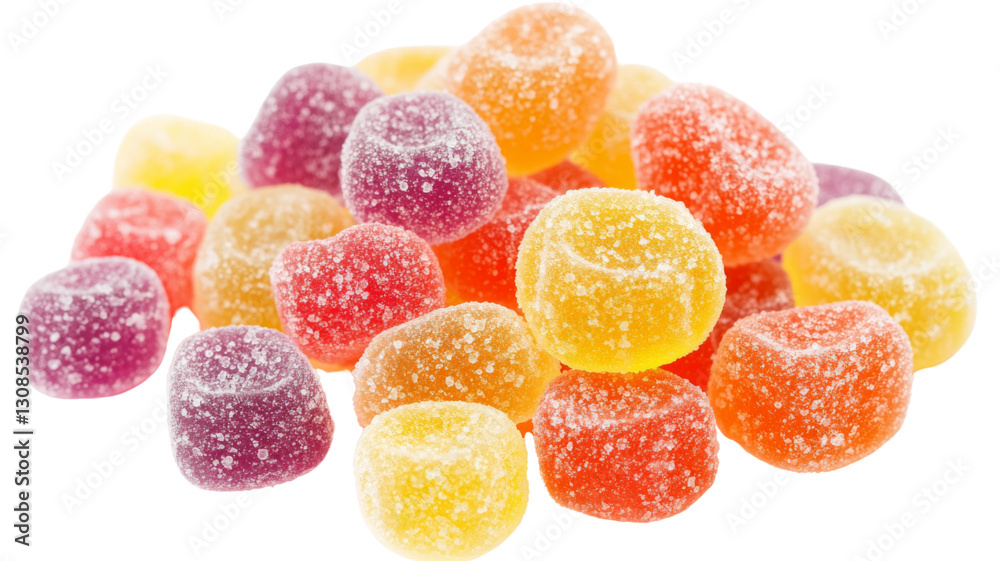 Colorful juicy sugar coated jelly candies on transparent background Colorful juicy sugar coated jelly candies on transparent background
