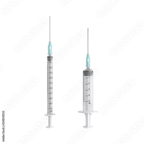 Syringe with Needle Mockup Set Vector