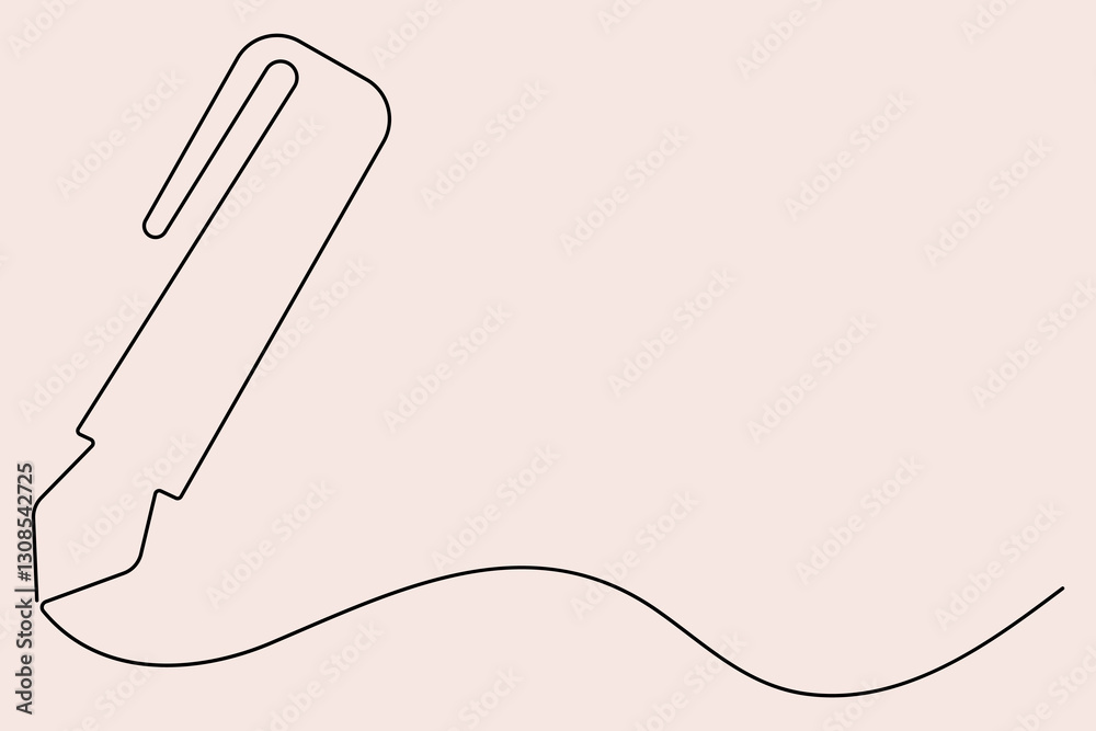 Obraz premium Continuous one line drawing of pen writing symbol outline vector illustration 
