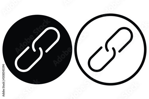 Set of black chain link icons in different styles, representing connection. External link icons. Hyperlink chain symbol. Chain thick line icon, link icon. Web link symbol, logo, Connection, Reference.