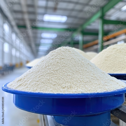 Pile of white powder positioned on a surface representing customized flour production and various culinary applications in cooking