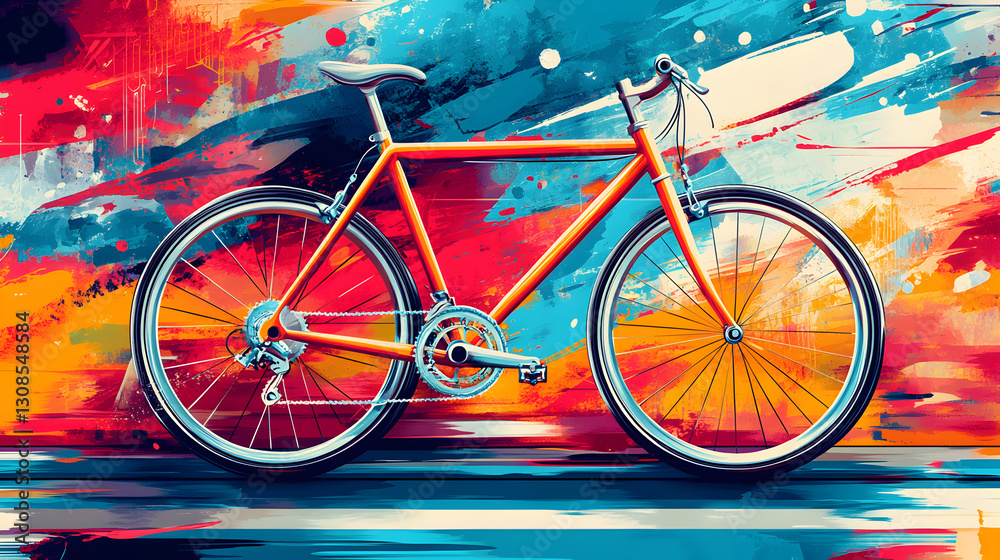 Fototapeta premium Colorful Bicycle on Abstract Background