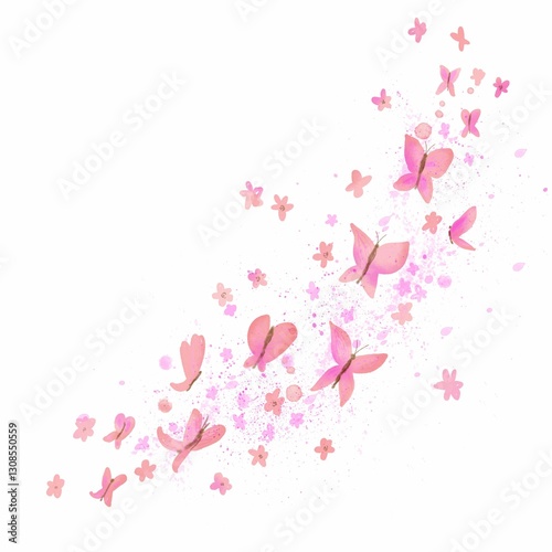 Fototapeta Naklejka Na Ścianę i Meble -  Pink butterflies background