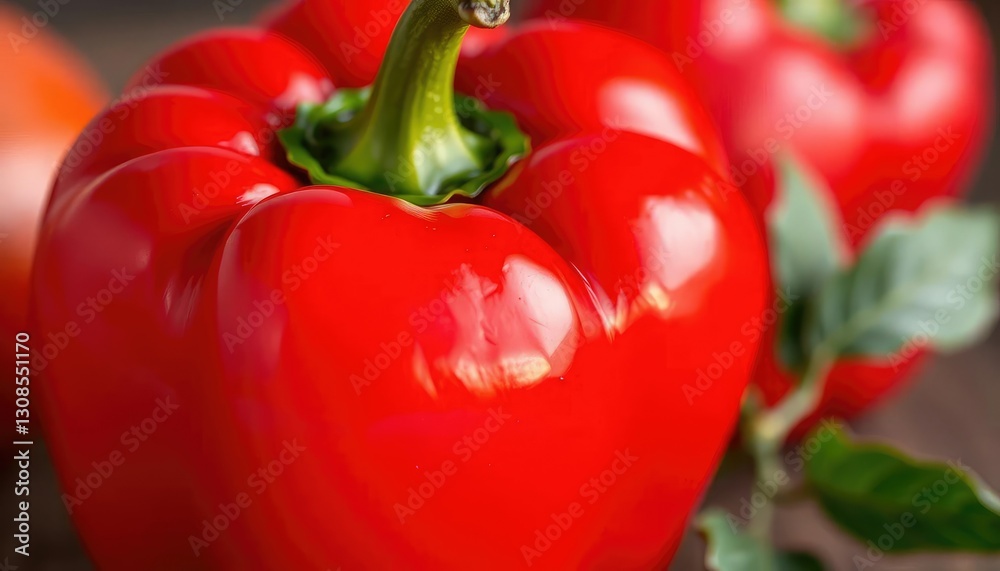 Vibrant red bell pepper, glossy skin, crisp texture, vibrant, glossy Vibrant red bell pepper, glossy skin, crisp texture, vibrant, glossy