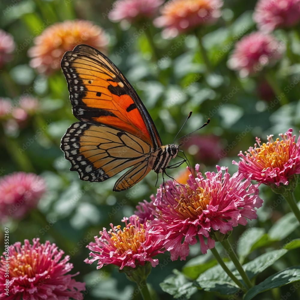 Fototapeta premium monarch butterfly on pink flower