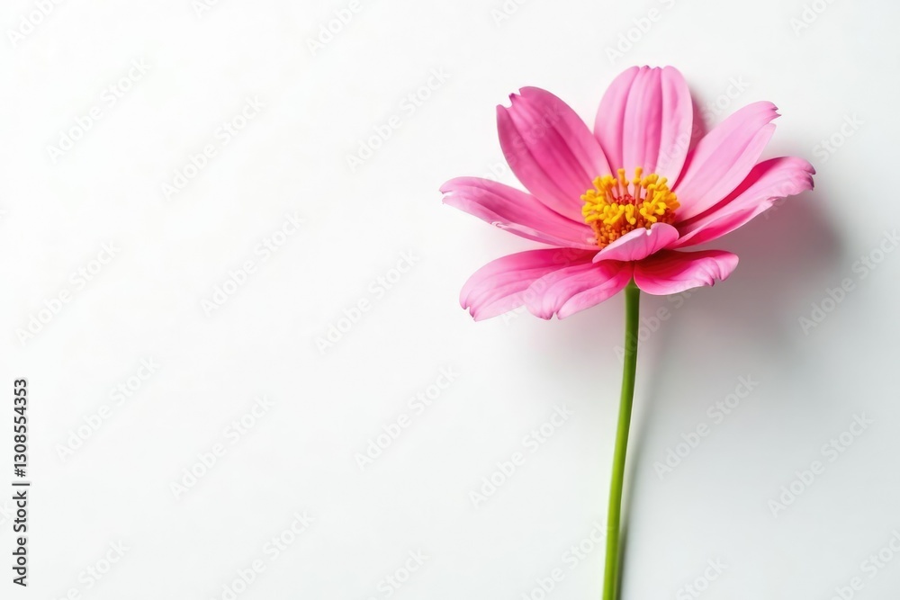 Single flower in full bloom on white background, single, flower, petals Single flower in full bloom on white background, single, flower, petals