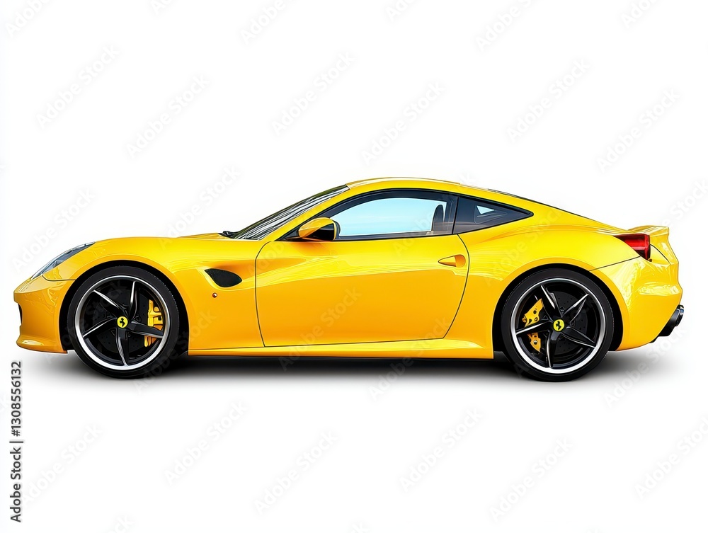 Yellow Luxury Sports Car Studio Shot, Side Profile View Yellow Luxury Sports Car Studio Shot, Side Profile View