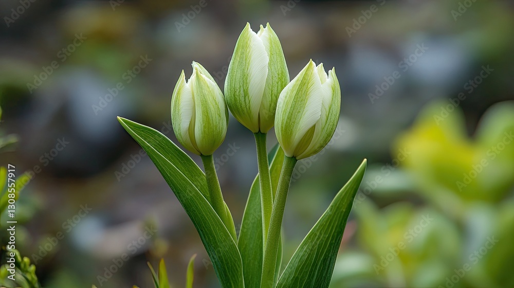 Tulip flowers blooming in nature during spring --