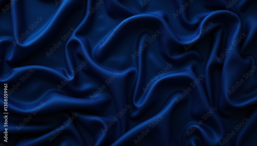 Fototapeta premium Luxurious dark blue satin fabric with soft, flowing texture and sheen