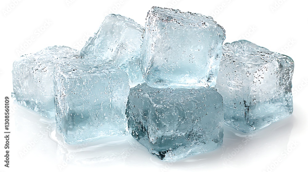 Obraz premium Ice Cubes on White Background
