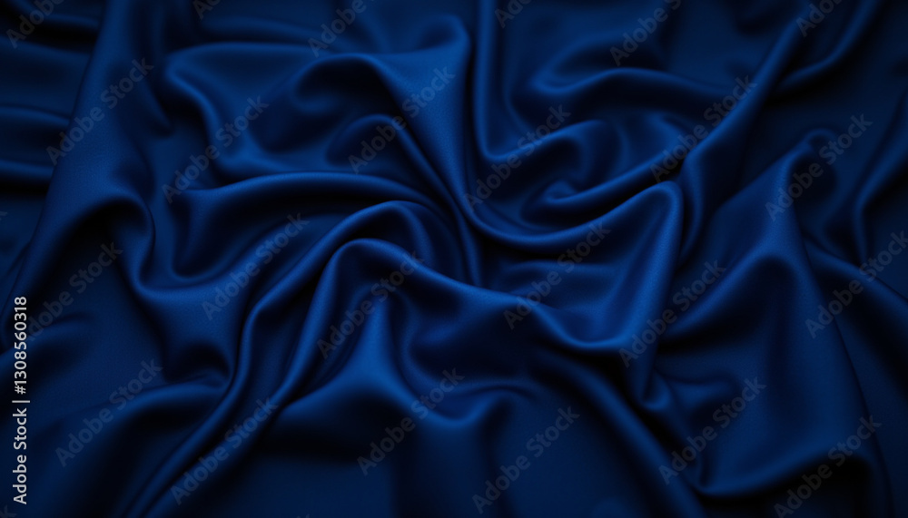 Fototapeta premium Luxurious dark blue silk satin fabric with smooth texture and elegant drape
