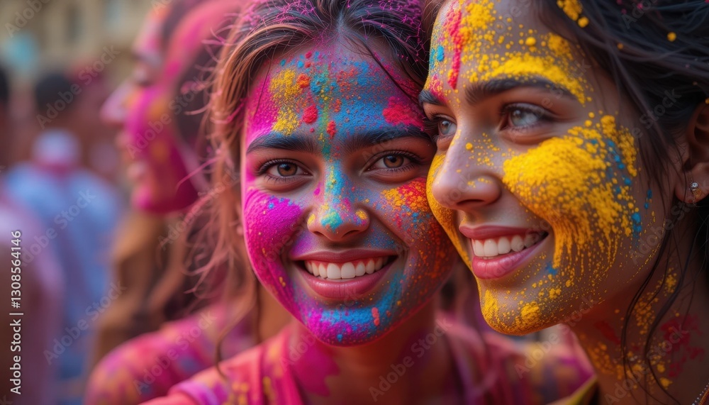 Fototapeta premium Joyful celebration of colorful festival india people portraits vibrant atmosphere close-up cultural significance
