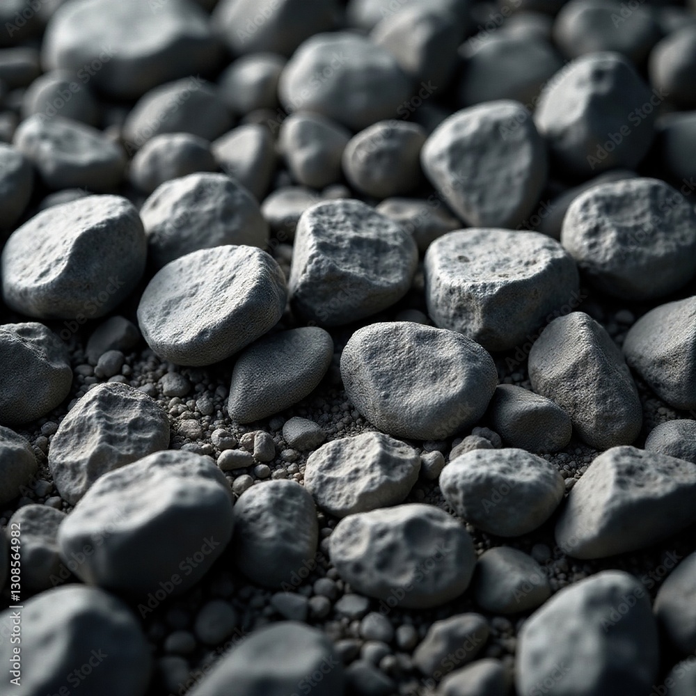 Rough grey stones closeup, stark monochrome backdrop, form, mineral, closeup Rough grey stones closeup, stark monochrome backdrop, form, mineral, closeup