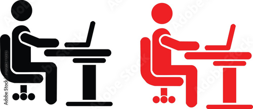 Working Desk icon set,  Office worker vector icon isolated on white background 